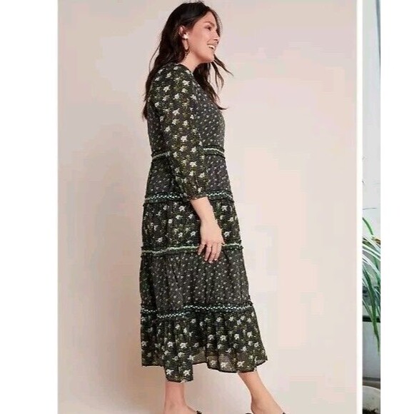 ANTHROPOLOGIE Karoline Tiered Floral Maxi Dress Boho Cottagecore Womens Size 8 - Picture 2 of 14